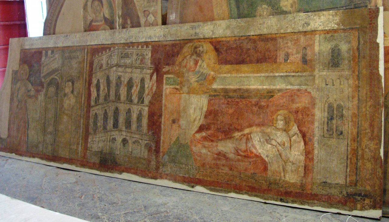 sogno del palazzo con le armi (dipinto murale staccato) di Nelli Pietro (attribu